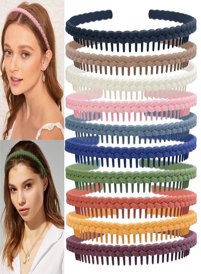 LAPOHI 10 PCS Colorful Fashion Effortless Plastic Headbands with Teeth No Slip Comb Hair Bands for Women, Men, Teen Girls - Image 1
