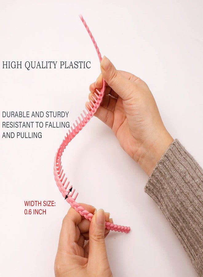 LAPOHI 10 PCS Colorful Fashion Effortless Plastic Headbands with Teeth No Slip Comb Hair Bands for Women, Men, Teen Girls - Image 5