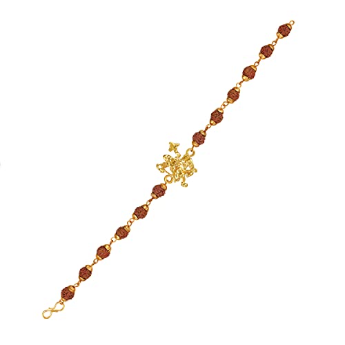 Mahi Gold Plated Bajrangbali Hanuman Bracelet with Rudraksha for Men (BR1100486G) - Image 3