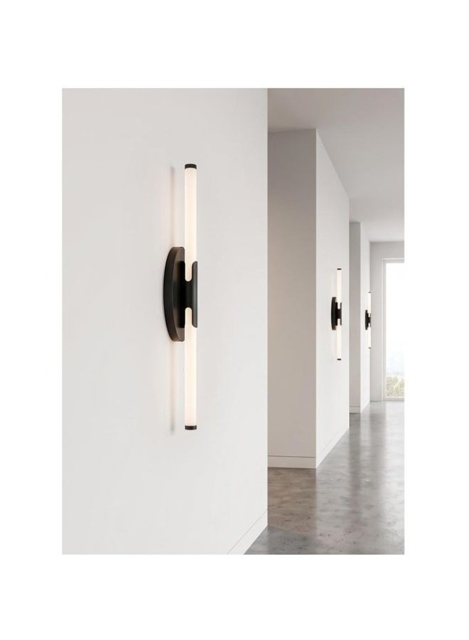 Modern Linear LED Wall Sconce, Matte Black Finish with Dual Lighting - Image 3