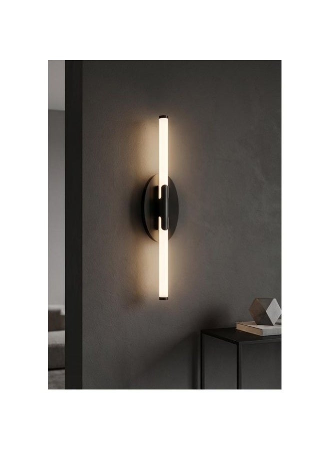Modern Linear LED Wall Sconce, Matte Black Finish with Dual Lighting - Image 2