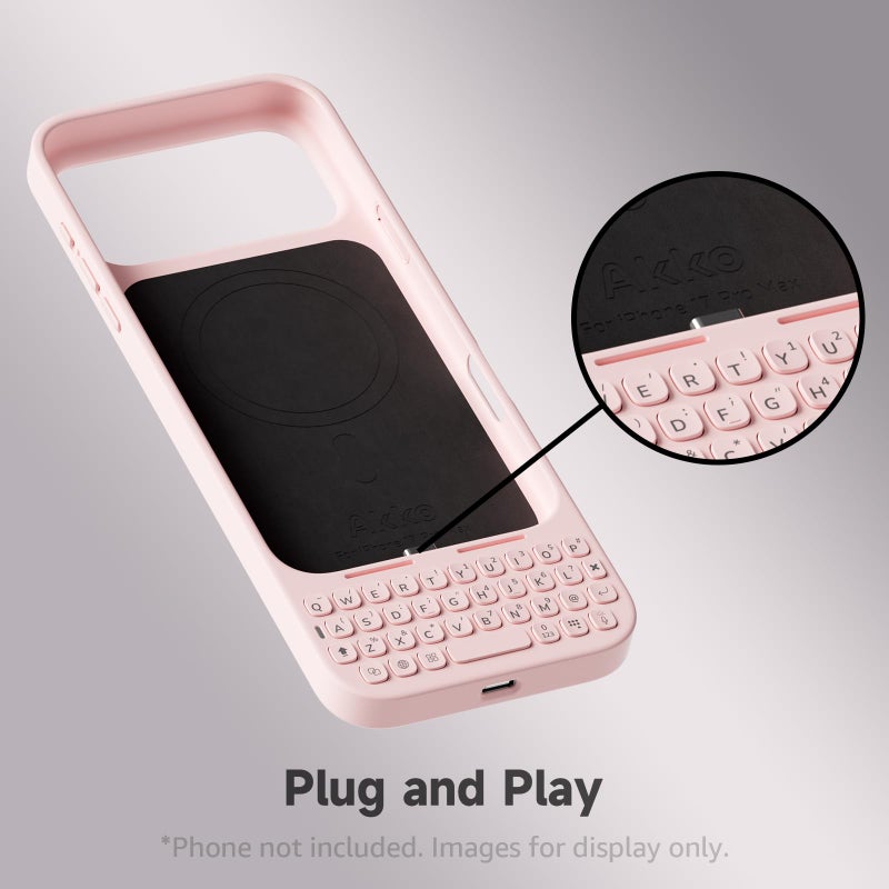 Akko MetaKey Keyboard for iPhone 17 Pro Max Maximize Screen Space Keyboard Case for Accurate Typing, Pink - Image 5