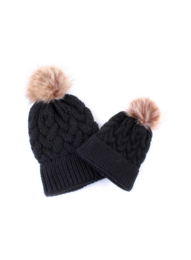 klarako 2PCS Mother&Baby Hat Parent-Child Hat Family Matching Cap Winter Warmer Knit Wool Beanie Ski Cap - Image 2