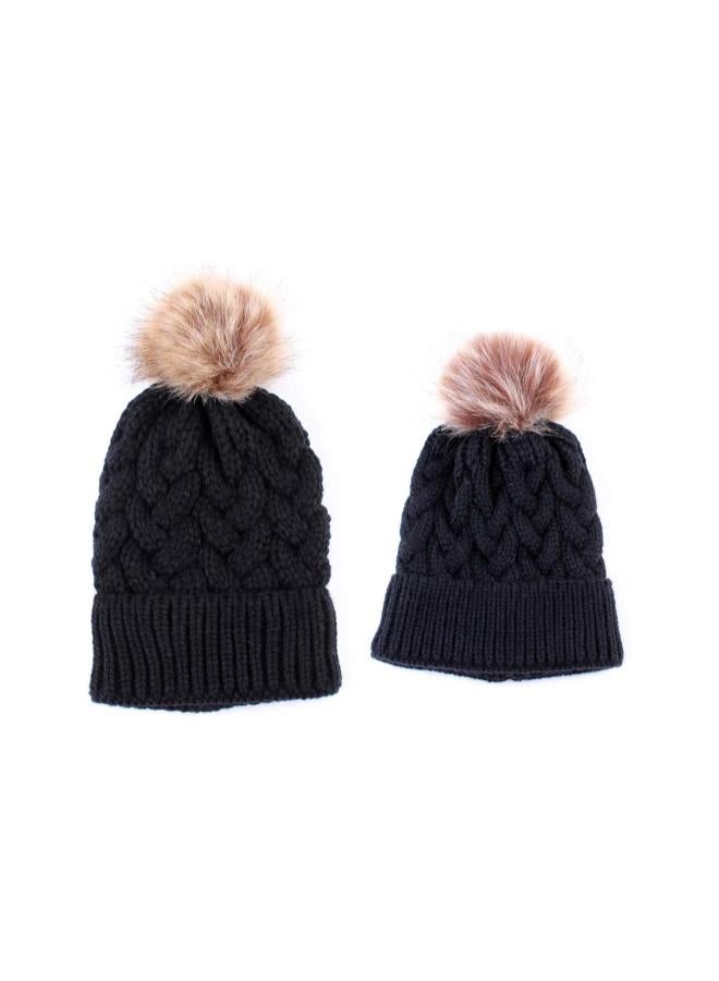 klarako 2PCS Mother&Baby Hat Parent-Child Hat Family Matching Cap Winter Warmer Knit Wool Beanie Ski Cap - Image 1