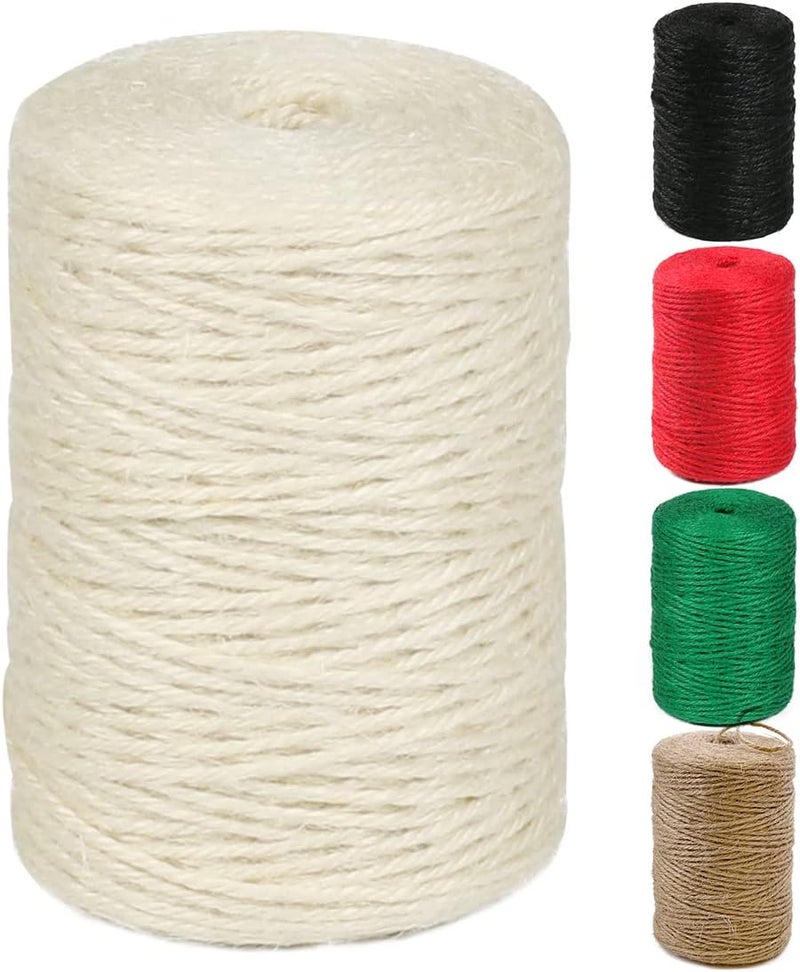 PH PERKHOMY PerkHomy Natural Jute Twine 600 Feet Long Colored Twine Rope for Crafts Gift Wrapping Packing Gardening and Wedding Decor (Beige) - Image 1