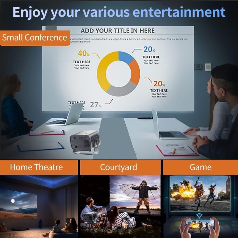 المهوس الفضاء جهاز عرض محمول بنظام Android 11.0، 12000 لومن، دقة كاملة 1080P، WiFi 6، BT 5.2، ضبط زاوية 360 درجة - Image 5