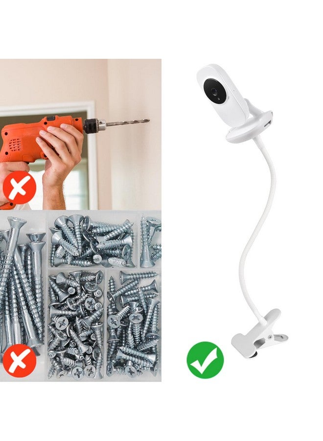 wochel Baby Monitor Holder Compatible with VTech VM819, Flexible Baby Monitor Mount, Crib Clip Mount Without Tools or Wall Damage - White - Image 4