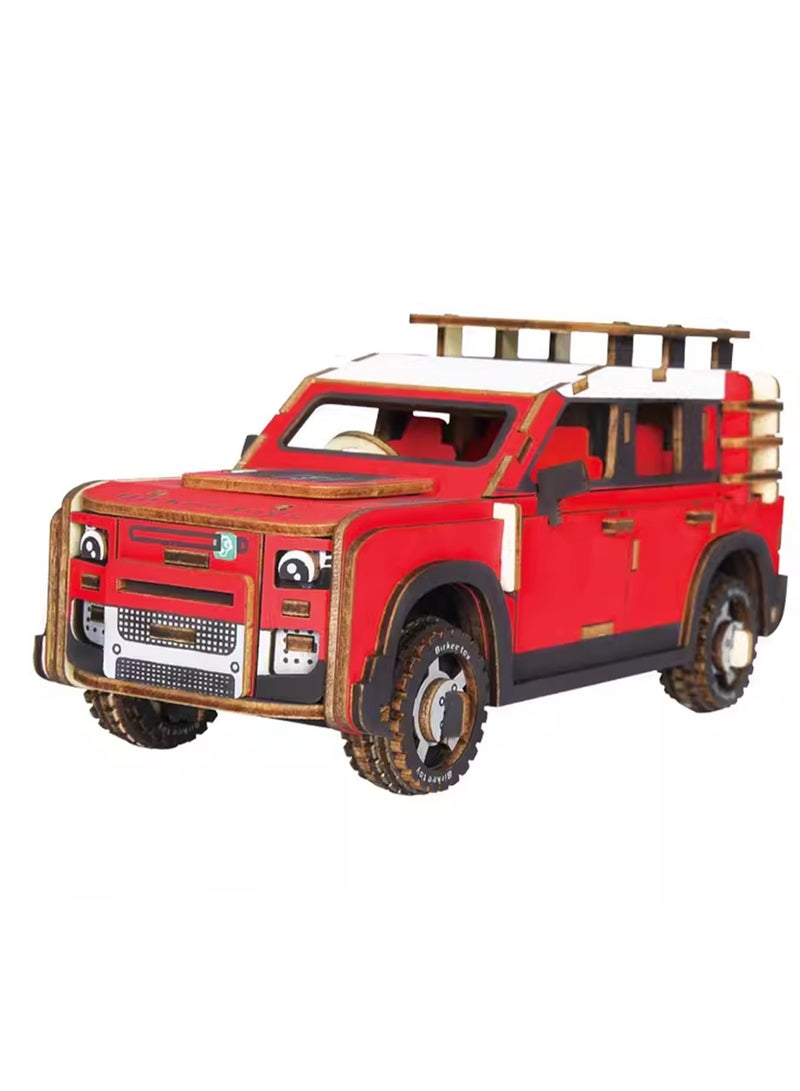 Children's 3D Wooden Model Puzzle Military Building Block Assembly Toys(Off-road Vehicles 102Pcs) - Image 1