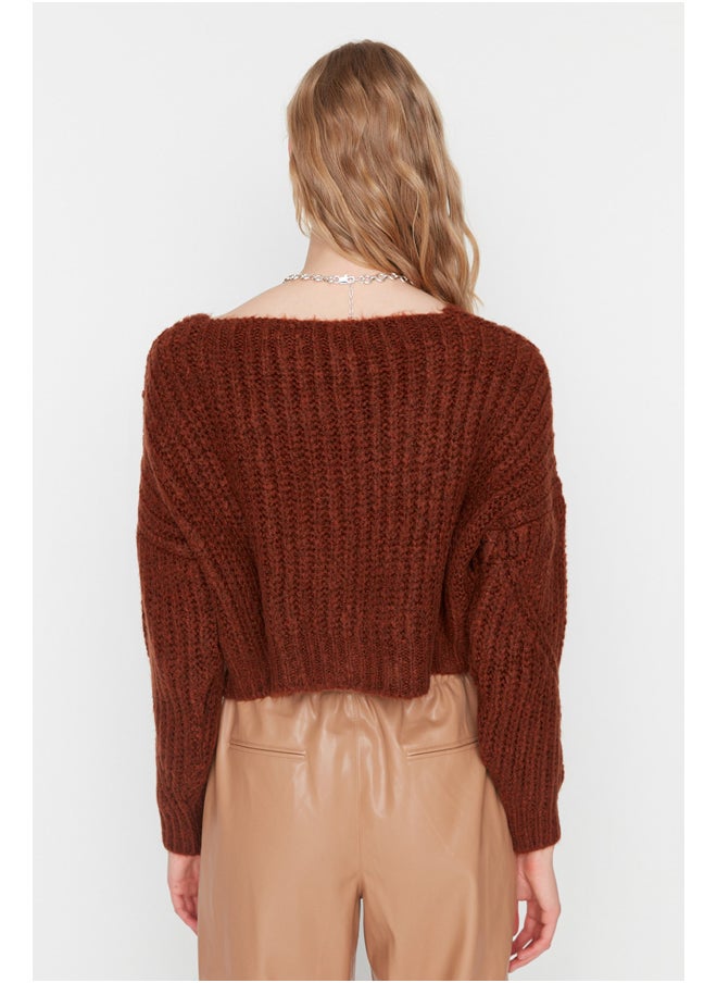 trendyol - Tile Super Crop. Soft Textured, Button Detailed Knitwear Cardigan TWOAW21HI0017. - Image 1