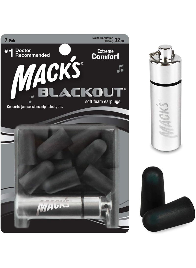 Mack's - Blackout Soft Foam Earplugs 7 Pair with Travel Case - 32 dB Highest NRR - Image 1