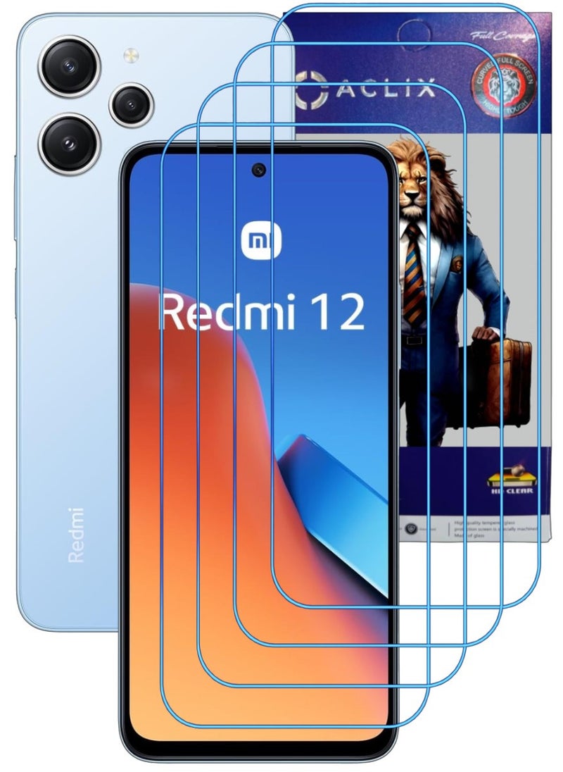 ACLIX 4 Pieces Antistatic ESD Dustproof Premium Quality High Definition Clear Tempered Glass Screen Protector Designed For Xiaomi Redmi 12 - Image 1