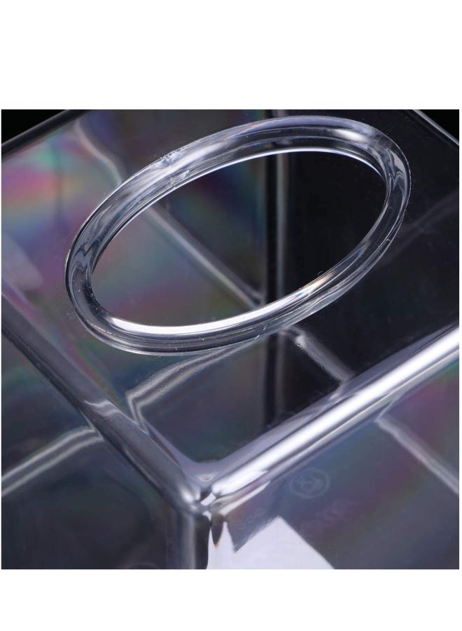 حامل مناديل أكريليك شفاف مجموعة من قطعتين، علبة مناديل ورقية، حامل لفات ورق شفاف، حامل مربع للمنديل - Image 2