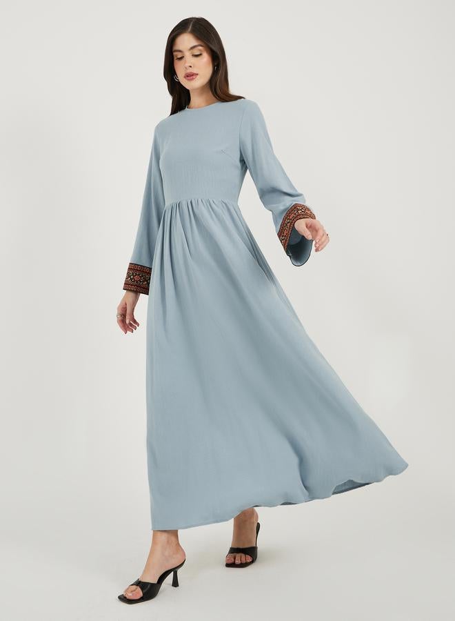 Styli Embroidered Cuff Maxi Dress  - Image 2