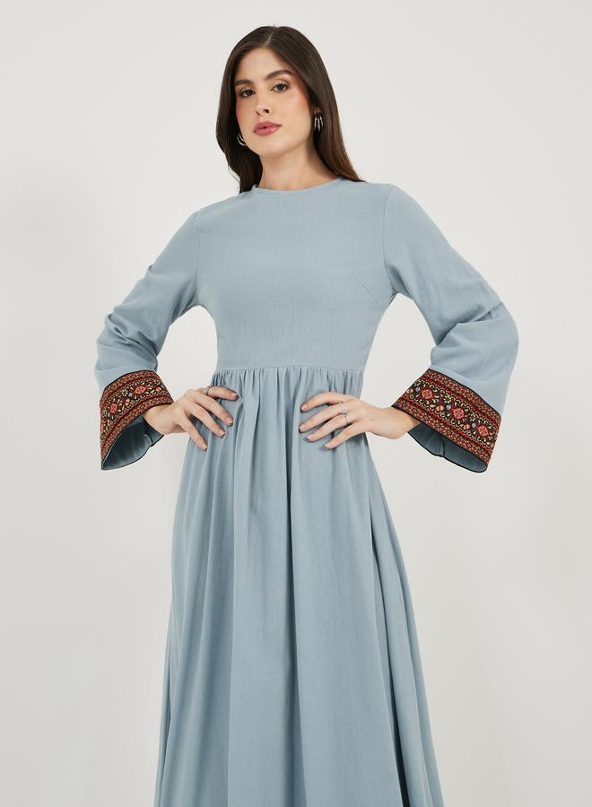 Styli Embroidered Cuff Maxi Dress  - Image 3