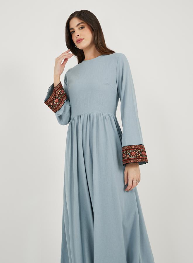 Styli Embroidered Cuff Maxi Dress  - Image 4