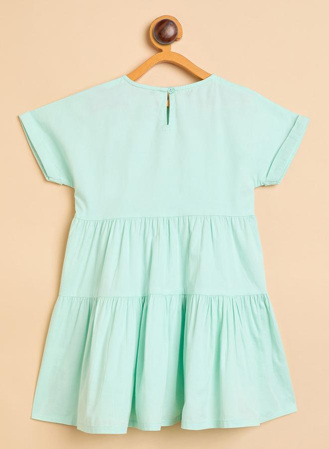 Stylo Bug Girls Solid Round Neck Short Sleeves A-Line Dress - Image 3