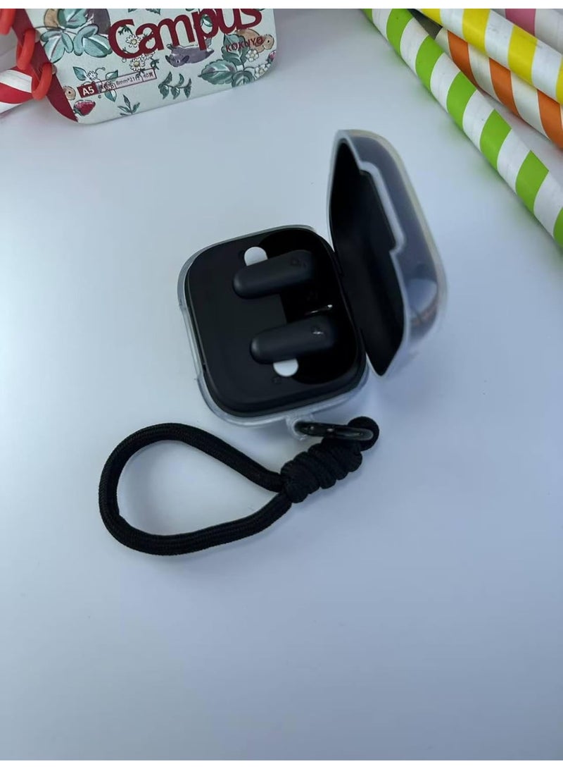 Silicone Protective Case for Anker Soundcore R50i NC Clear with Stand and Carabiner, LED Visible (Black Black) - Image 4