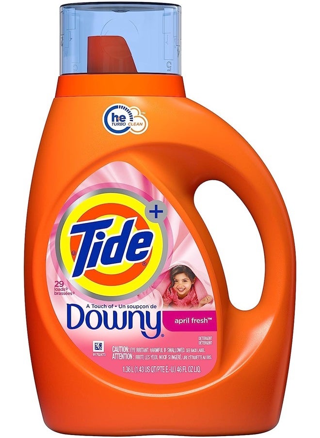 Tide Plus A Touch of Downy Liquid Laundry Detergent, April Fresh, 46 fl oz, 29 loads  - Image 1
