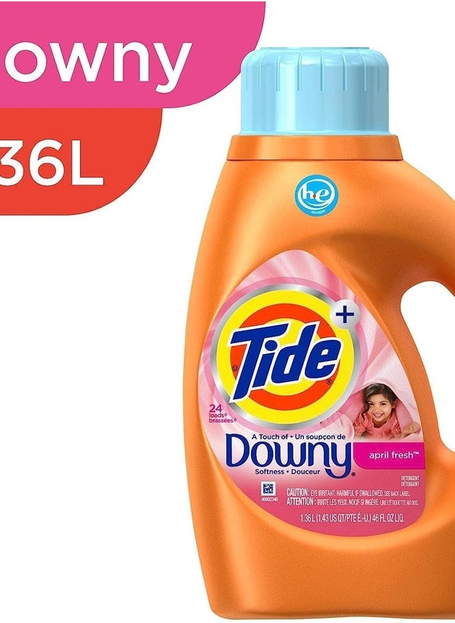 Tide Plus A Touch of Downy Liquid Laundry Detergent, April Fresh, 46 fl oz, 29 loads  - Image 3
