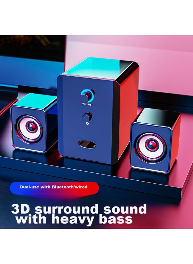 SADA مكبرات صوت الكمبيوتر، مضخم صوت بلوتوث، مشغل ميني، للاستخدام المنزلي على المكتب، صوت عالي، يمكن الاتصال بالهاتف، اللابتوب، باس عميق - Image 1