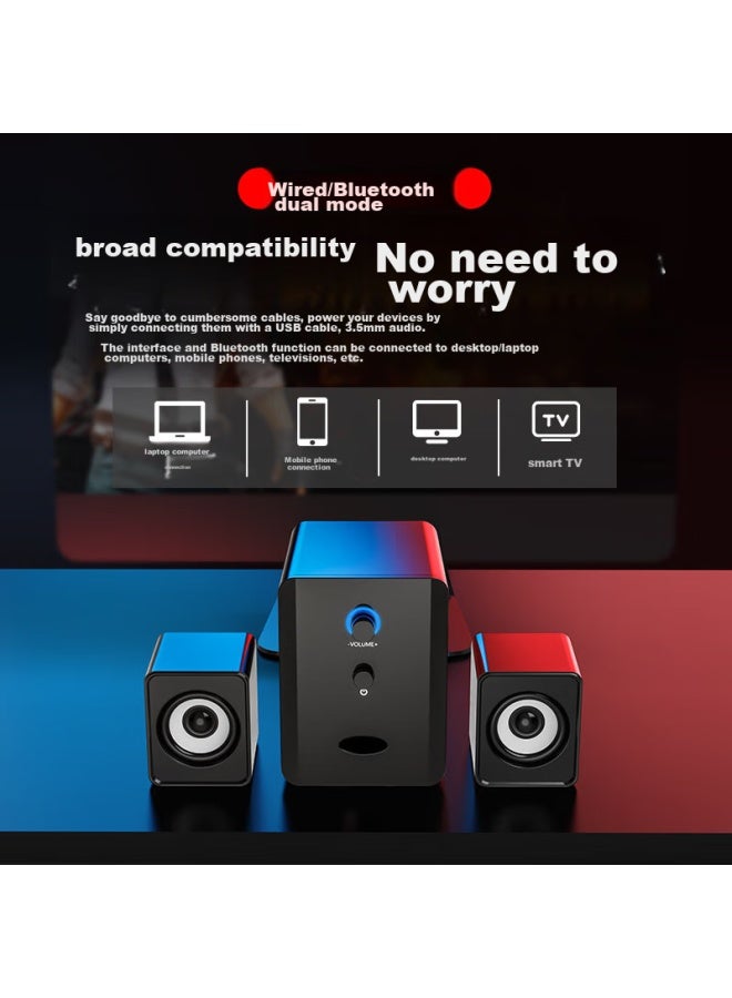 SADA مكبرات صوت الكمبيوتر، مضخم صوت بلوتوث، مشغل ميني، للاستخدام المنزلي على المكتب، صوت عالي، يمكن الاتصال بالهاتف، اللابتوب، باس عميق - Image 2