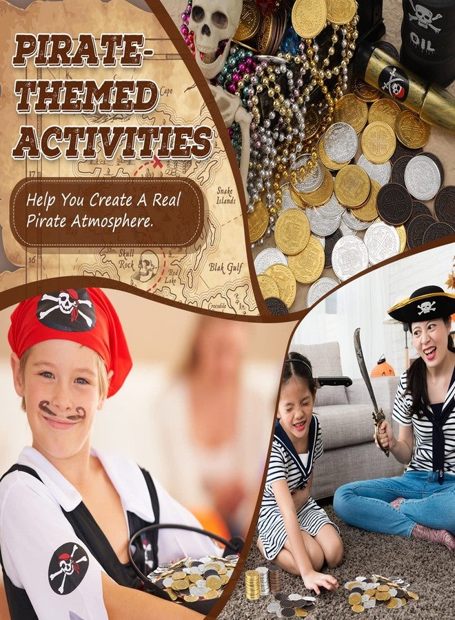 Hanaive 200 Pcs Metal Pirate Coins Set Gold Coins Treasure Chest Spanish Doubloon Fake Tokens for Boys and Girls Board Games Pirate Party Cosplay (Multicolor,Round,Classic) - Image 5