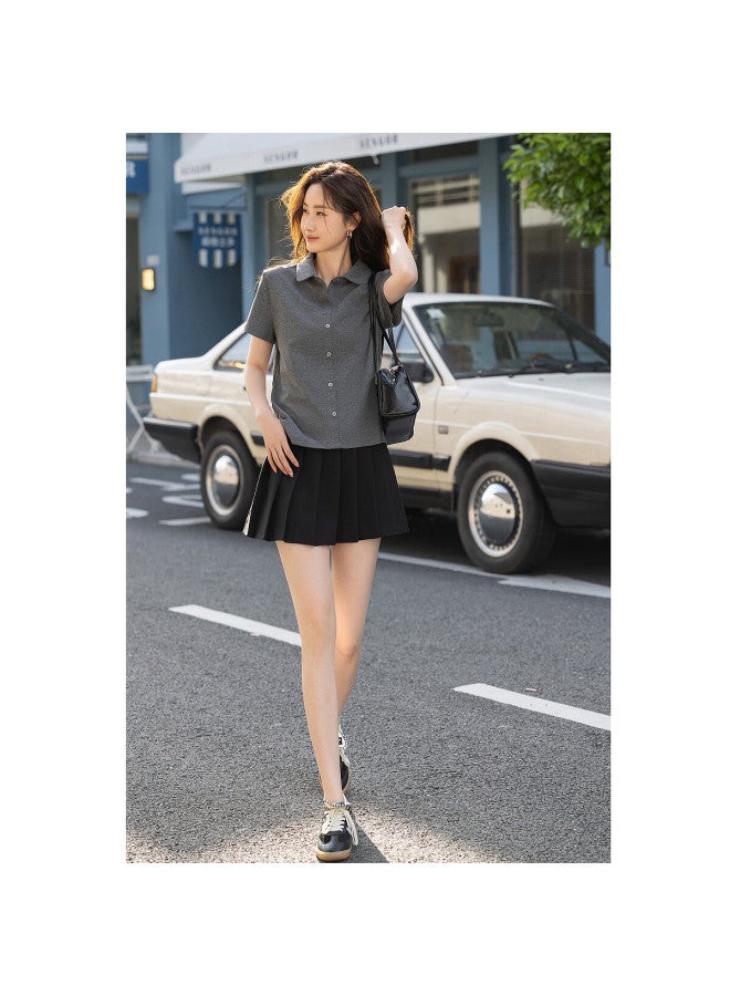 Dme Gray Series Summer Light Age Sweet Doll Collar Casual Short Sleeve Comfortable Cotton Ammonia Women's T-shirt - Image 2