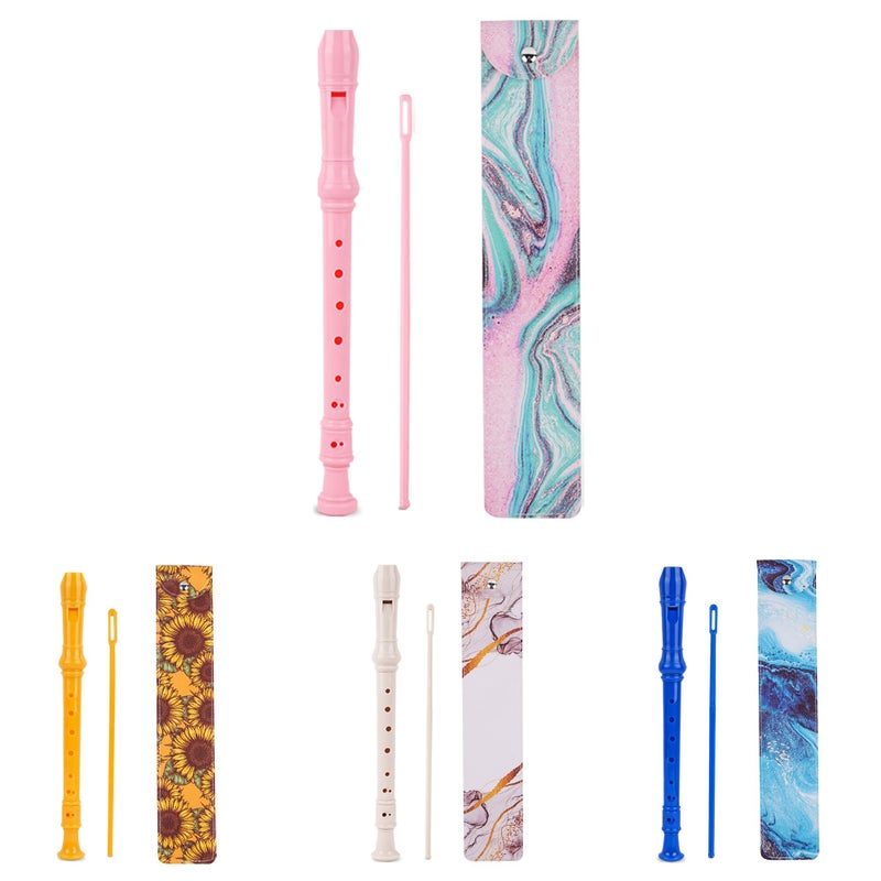Jasenna Recorder Instrument for Beginner Adults,8-Hole Soprano Descant Recorder Music Flute with with Cleaning Rod & Leather Case For Home Entertainment(2-Pink Green Splash-inkï¼‰ - Image 2