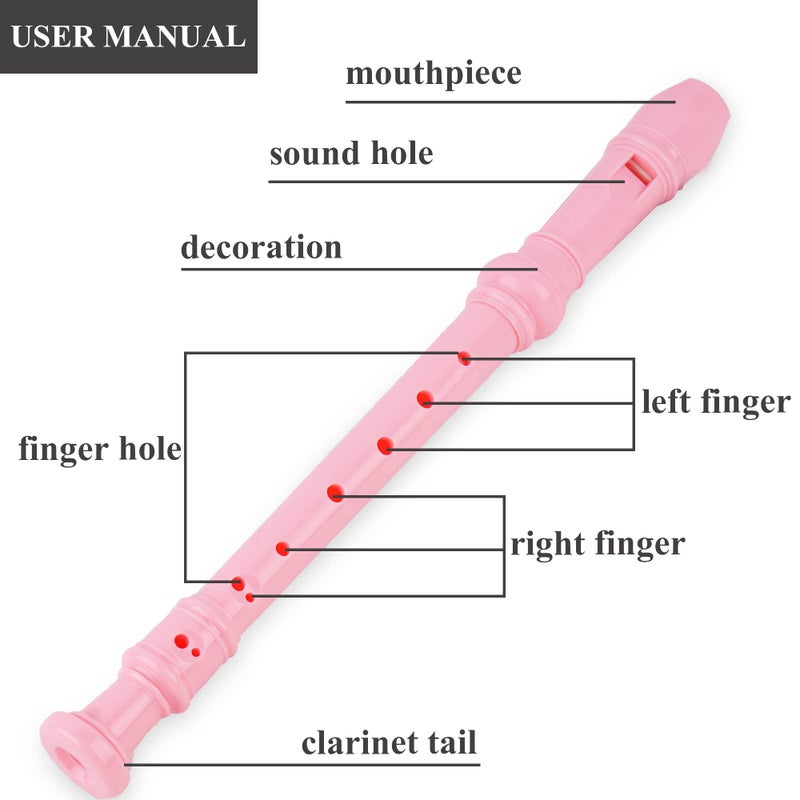 Jasenna Recorder Instrument for Beginner Adults,8-Hole Soprano Descant Recorder Music Flute with with Cleaning Rod & Leather Case For Home Entertainment(2-Pink Green Splash-inkï¼‰ - Image 5