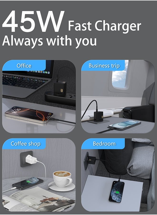DUDAO - 45W GaN Fast Charger with Type C Cable, USB-C Power Adapter, Compact Wall Charger with Smart Temperature Control IC, 9-Layer Safety Protection, Type C Charger for iPhone 15, Samsung Galaxy, Huawei, iPad, MacBook, Xiaomi, Laptop - Image 1