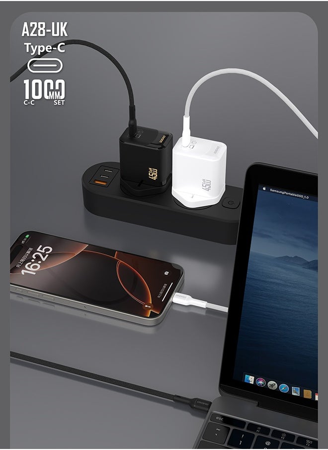 DUDAO - 45W GaN Fast Charger with Type C Cable, USB-C Power Adapter, Compact Wall Charger with Smart Temperature Control IC, 9-Layer Safety Protection, Type C Charger for iPhone 15, Samsung Galaxy, Huawei, iPad, MacBook, Xiaomi, Laptop - Image 1