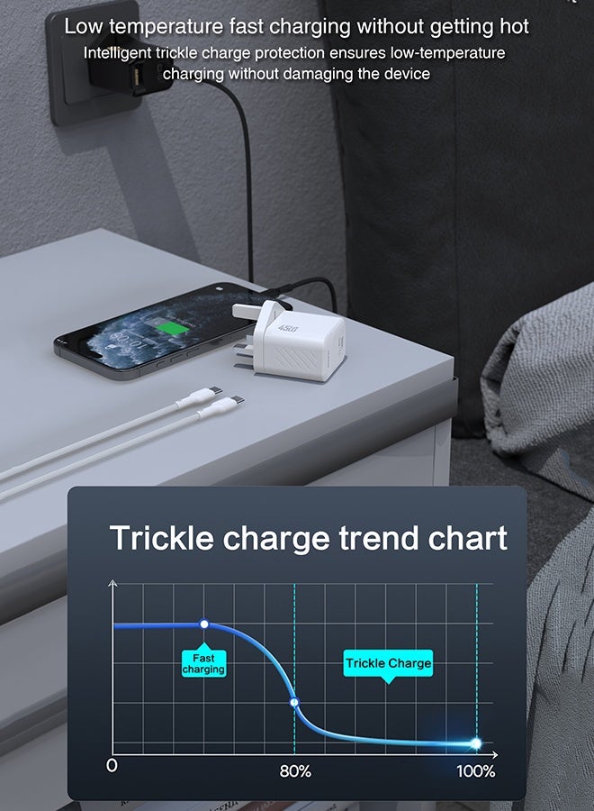 DUDAO 45W GaN Fast Charger Samsung Charger, with Type C Cable, USB-C Power Adapter, Compact Wall Charger, Smart Temperature Control IC, 9-Layer Safety Protection, Type C Charger for iPhone 15, Samsung Galaxy, Huawei, iPad, MacBook, Xiaomi, Laptop - Image 4