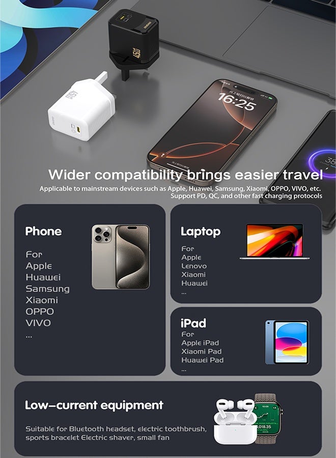 DUDAO 45W GaN Fast Charger Samsung Charger, with Type C Cable, USB-C Power Adapter, Compact Wall Charger, Smart Temperature Control IC, 9-Layer Safety Protection, Type C Charger for iPhone 15, Samsung Galaxy, Huawei, iPad, MacBook, Xiaomi, Laptop - Image 5