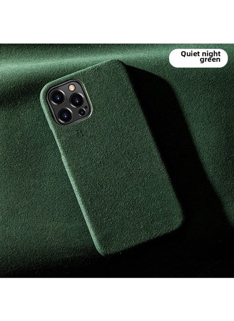 For Iphone 16Pro Mobile Phone Case For Iphone15 Half Package 11XSMax Microfiber Suede 14 High-grade Protective Cover-Color:Quiet Night Green-Applicable Model:For Apples 16