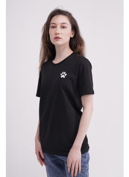 The Socks Company Pati Embroidered Crew Neck Black Unisex T-Shirt  - Image 2