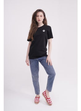 The Socks Company Pati Embroidered Crew Neck Black Unisex T-Shirt  - Image 3