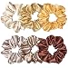 Sufermoe 6 Pcs Satin Silk Scrunchies, Soft Hair Ties, Fashion Bands, Hair Bows, Ponytail Holders, Elastic Bracelets - Hair Accessories for Women and Girls (4.5 Inch, Yellow and Brown) - Image 2