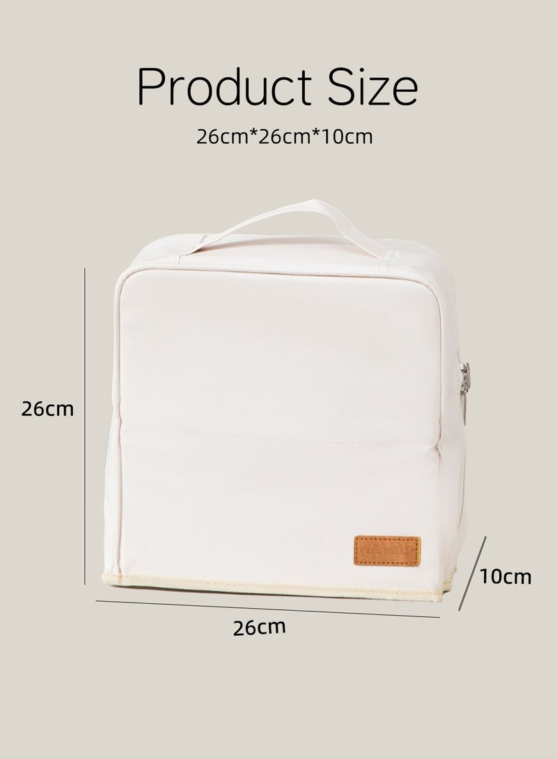 حقيبة مكياج سفر مطورة مع مرآة، حقيبة مستحضرات تجميل كبيرة السعة، محطة مكياج محمولة مع مقبض وحزام حقيبة، حقيبة أدوات تجميل مقاومة للماء من البولي يوريثان للنساء، حقيبة تجميل موفرة للمساحة - Image 4