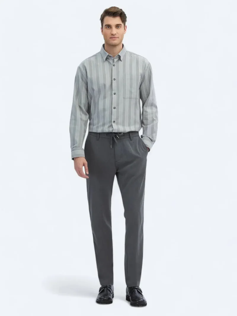 Kip Grey Weaving Jogging Fit Casual Trousers