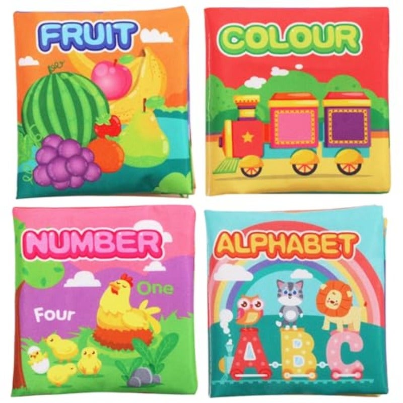 Bath Books for Toddlers 1-3 4 PCS Waterproof Baby Bath Books with Sound Cover Tear-Proof Early Educational Bath Toys with Vivid Colors for Bath Time - Image 1