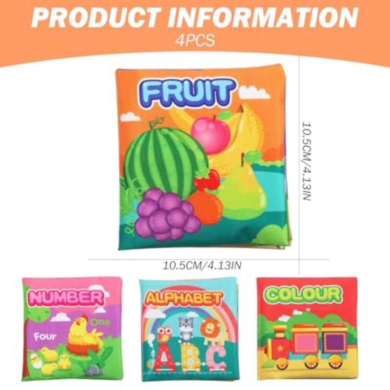 Bath Books for Toddlers 1-3 4 PCS Waterproof Baby Bath Books with Sound Cover Tear-Proof Early Educational Bath Toys with Vivid Colors for Bath Time - Image 3