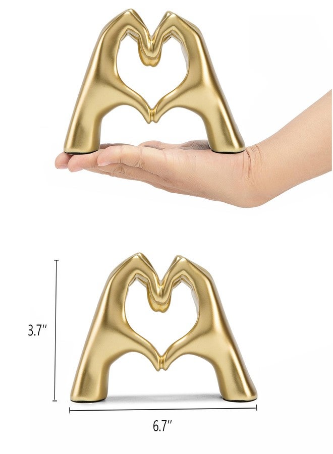 تماثيل أيدي على شكل قلب متوسطة الحجم من FANTESTICRYAN، منحوتات حب يدوية، زينة منزلية لطيفة لغرفة المعيشة، وحفلات الزفاف، وسطح المكتب، والخزائن، ورفوف الكتب (ذهبي، متوسط) - Image 3