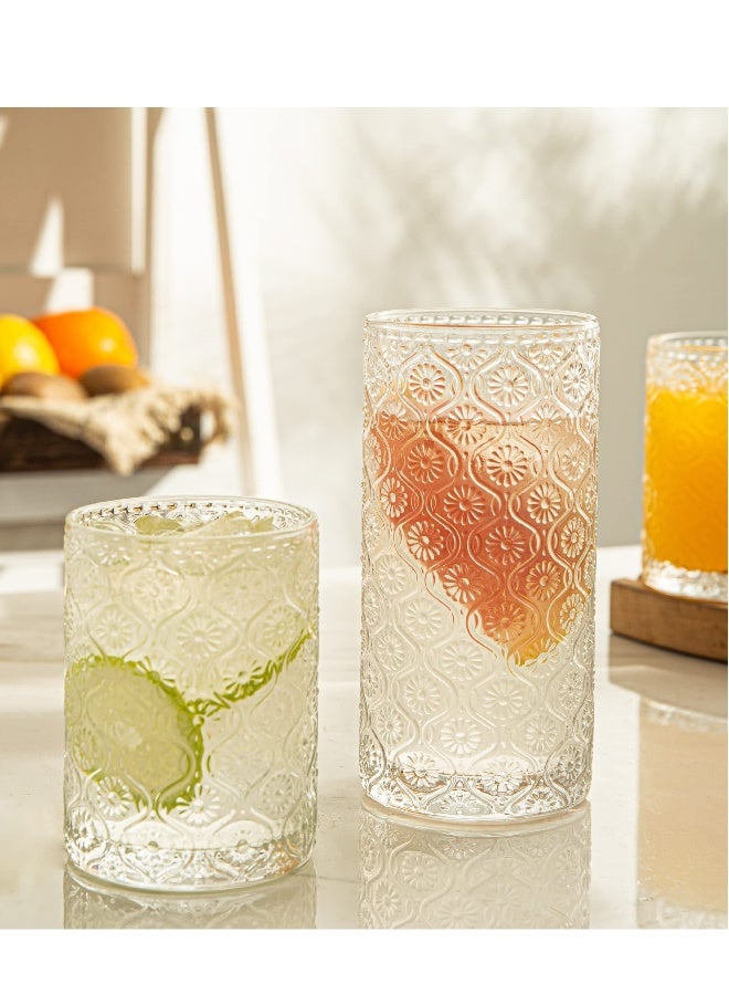 Vintage Coffee Mugs, Vintage Embossed Drinking Glasses Short Stem Water Glassware, Set of 4 Art Deco Glassware, for Home, Bars, Parties, Tea, Gift  - Image 3