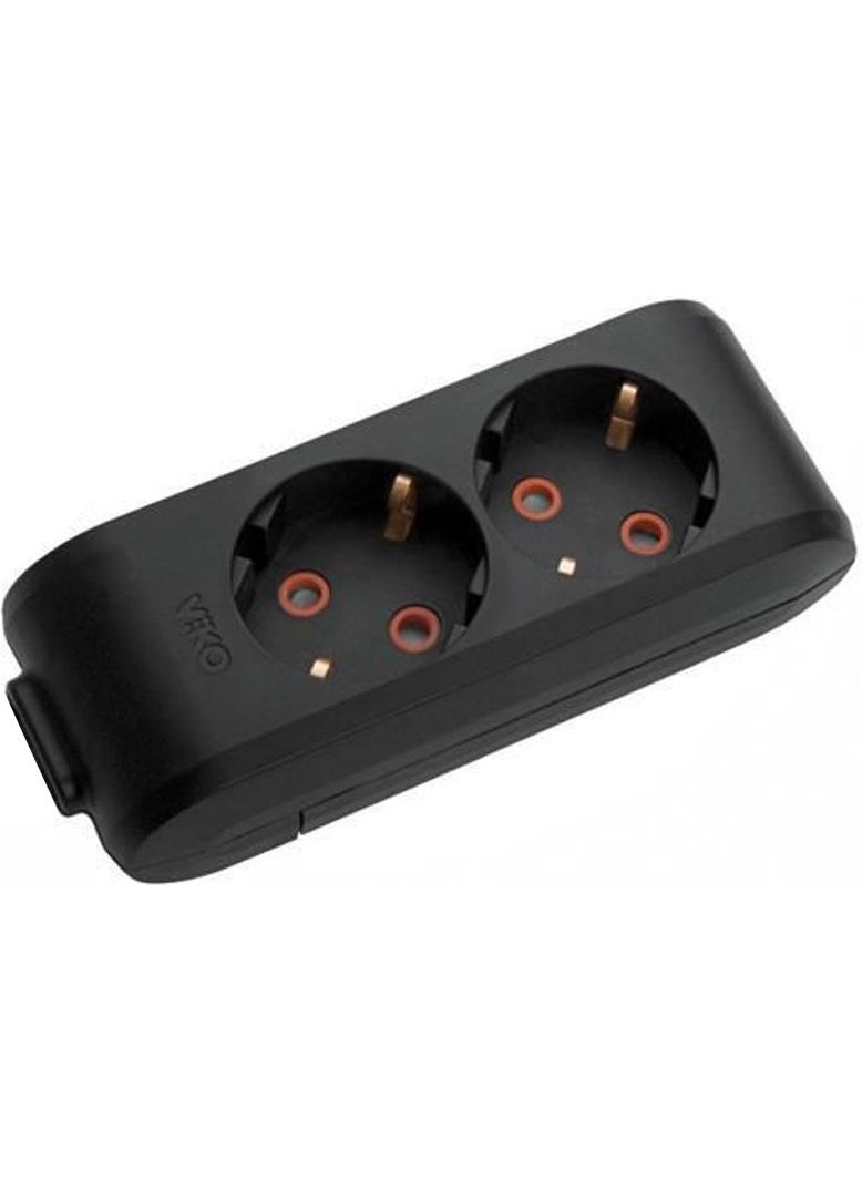 Viko ML-90133200 Multi-Let 2-pin Socket Child-Proof Black Group Socket with Grounded Terminals 