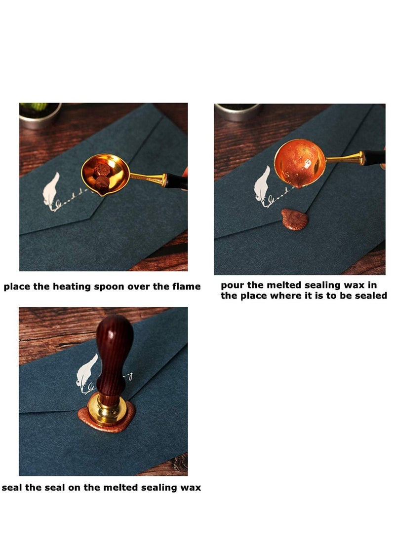 SOLARAE Wax Seal Stamp Elegant Rose Brass Heads and Classic Wooden Handle Sealing Sticks for Invitations Cards Wedding - Image 3