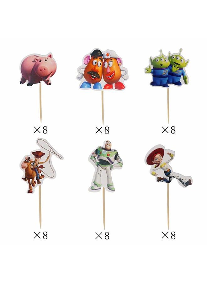 NF orange 48pcs Cake Toppers For Toy Story ,Kids Birthday Party Cake Decoration Supplies - Image 2