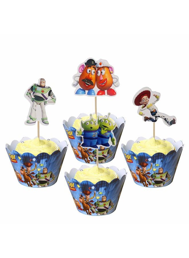 NF orange 48pcs Cake Toppers For Toy Story ,Kids Birthday Party Cake Decoration Supplies - Image 4