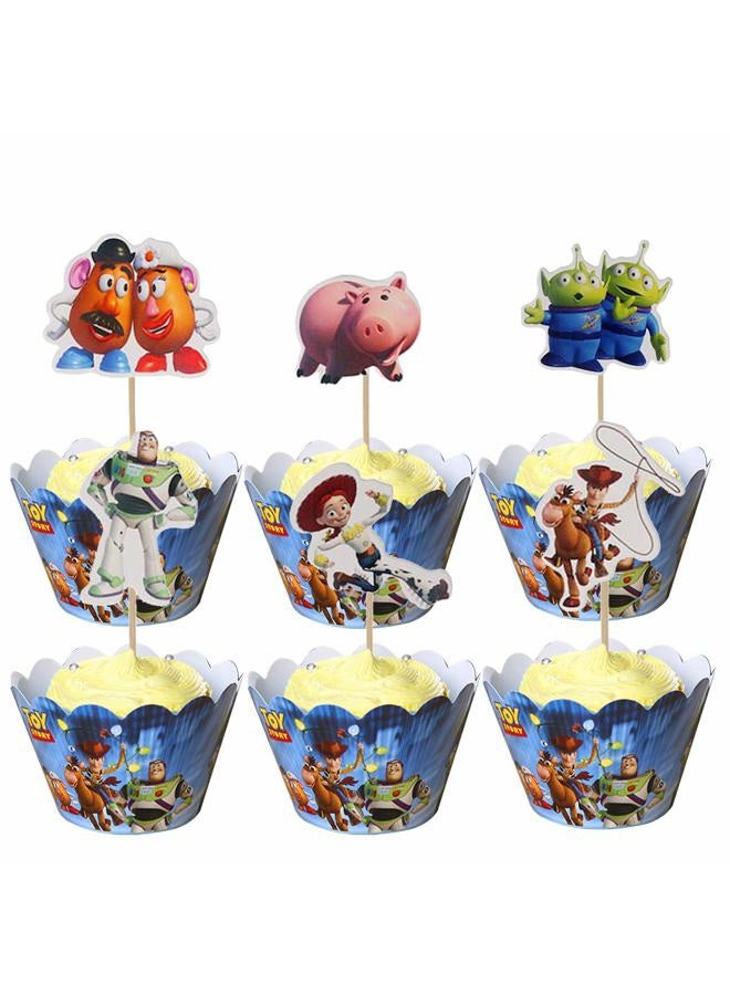 NF orange 48pcs Cake Toppers For Toy Story ,Kids Birthday Party Cake Decoration Supplies - Image 5