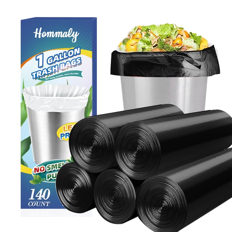 1 Gallon 140 pcs 081 GalSmall Black Trash Bags Strong 08 Gallon 1 Gallon 12 Gallon Garbage Bags Bathroom Trash Can Bin LinersMini Bags Waste Basket LinerFit 345 Liter 081 Gal1Black140