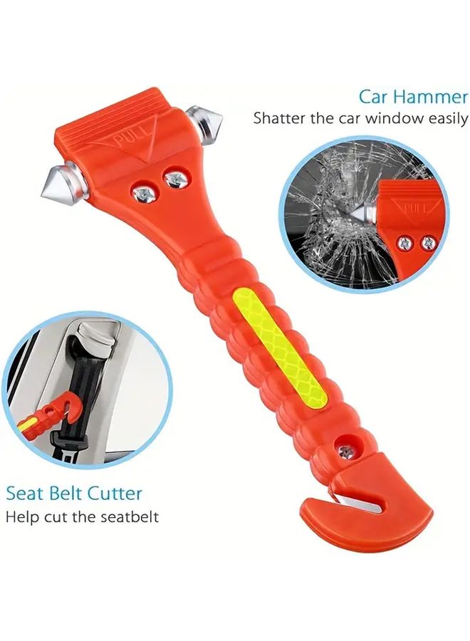 2pcs Red Premium Car Glass Breaker Safety Hammer Emergency Escape Tool With Window Breaker And Seat Belt Cutter Life Saving Survival Kit - Image 3